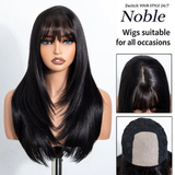 20 Inch Ash Brown Layered Straight Air Bangs Wig
