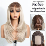 20 Inch Ash Brown Layered Straight Air Bangs Wig
