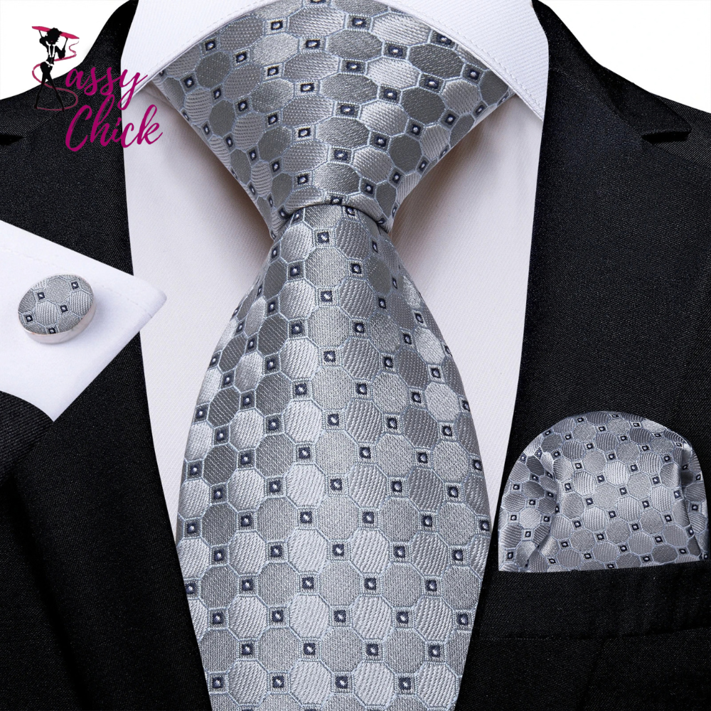 Plaid Classic 8cm Business Pocket Square Cufflinks