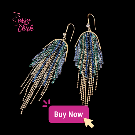 Rhinestones Long Tassel Earring