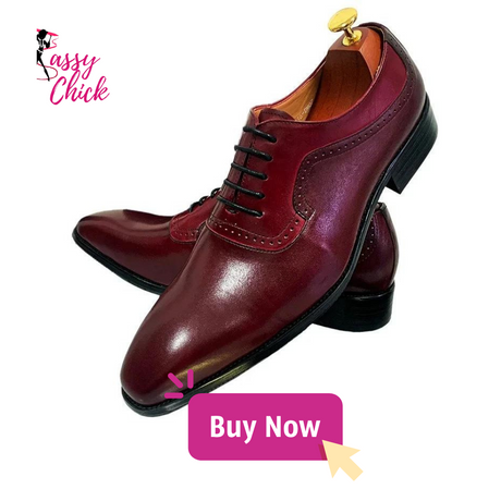 Oxford Red Pointed Men Shoes