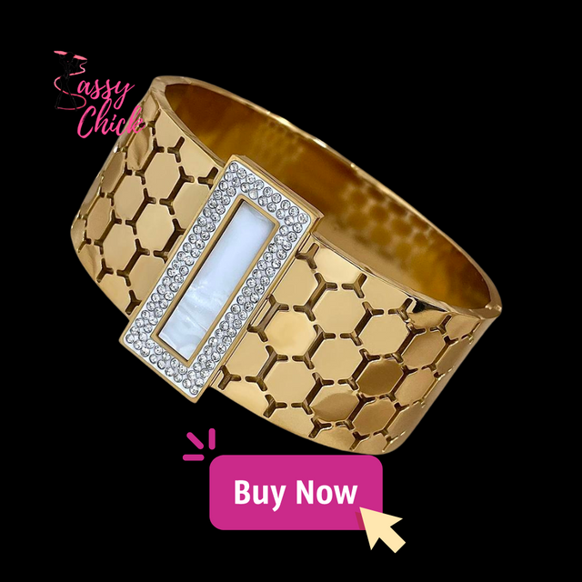 Rhinestone Stainless Steel Bangle Bracelet