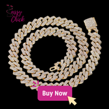 Rhinestones Square Cuban Link Necklace Set