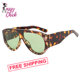 Windproof Punk Oversized Pilot Big Frame Sunglasses