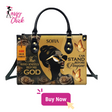 African Girl Print Leather Handbag