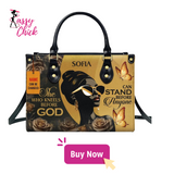 African Girl Print Leather Handbag