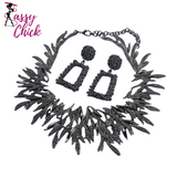 Vintage Black Metal Alloy Women Jewelry Sets Sassy Chick Logo