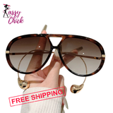 Double Bridge Oversized Pilot Sunglasses