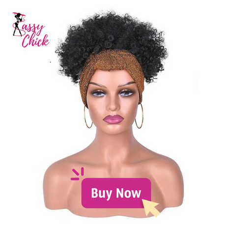 Short Afro Kinky Headband Synthetic Wig