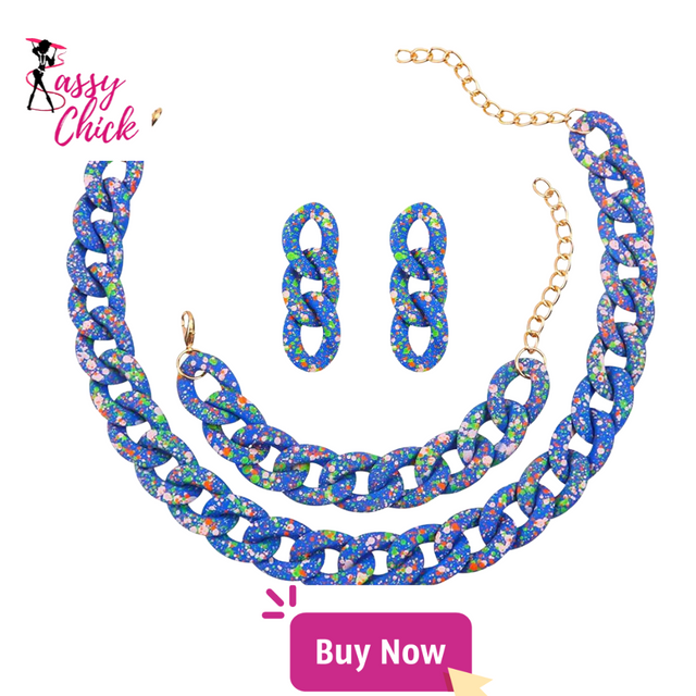 Colorful Speckled Chain Necklace Set