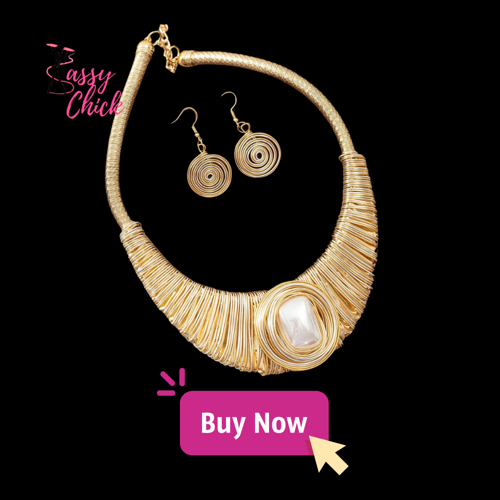 African Golden Bead Necklace Set