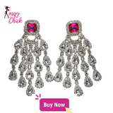 Crystal Large Tassel Earrings