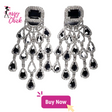 Black Crystal Tassel Earrings