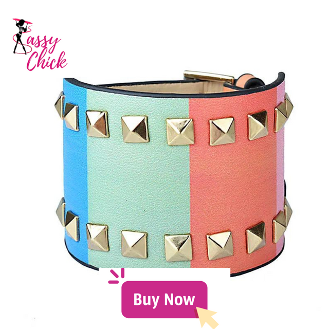 Colorful Studded Punk Rock Bracelet