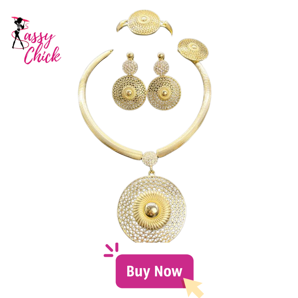 African Large Round Pendant Necklace Set