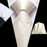 White Sliver Hanky Cufflinks Set Neck ties