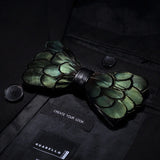 Green Fashion Handmade Feather Bowtie Suit Accessories