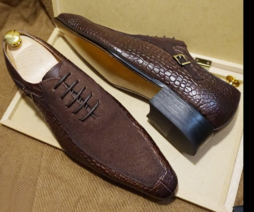 Crocodile Print Oxford Men Shoes