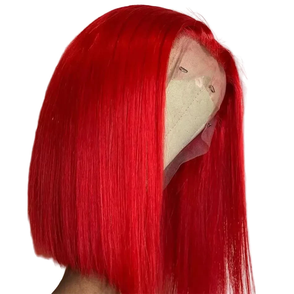 Red Straight Bob HD Lace Frontal Human Hair 13x4 Wigs