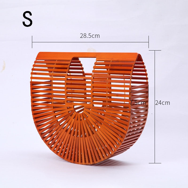 Straw Bamboo Semi-circular Handbag