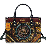 African Girl Print Leather Handbag