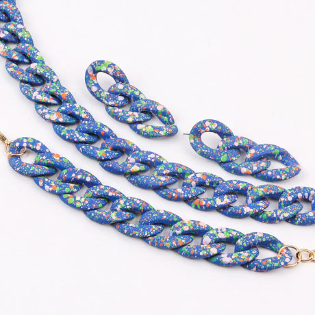 Colorful Speckled Chain Necklace Set