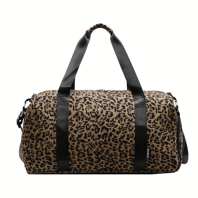 Fashionable Lady's Leopard Print Large Capacity Travel Bag
