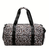 white Fashionable Lady's Leopard Print Large Capacity Travel Bag