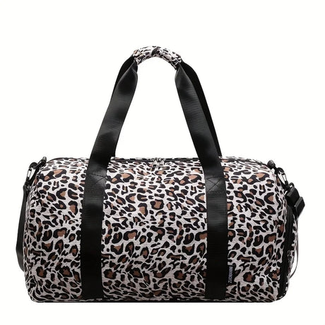white Fashionable Lady's Leopard Print Large Capacity Travel Bag
