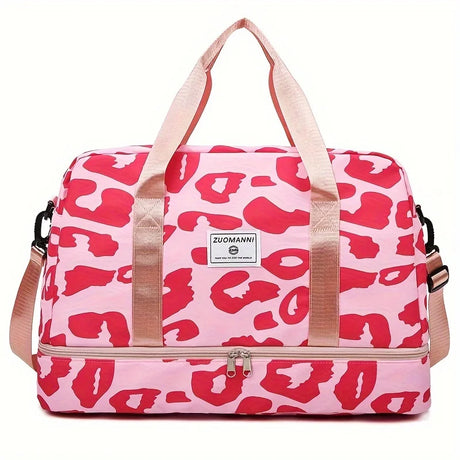 Pink Nylon Large Capacity Travel Duffle Bag
