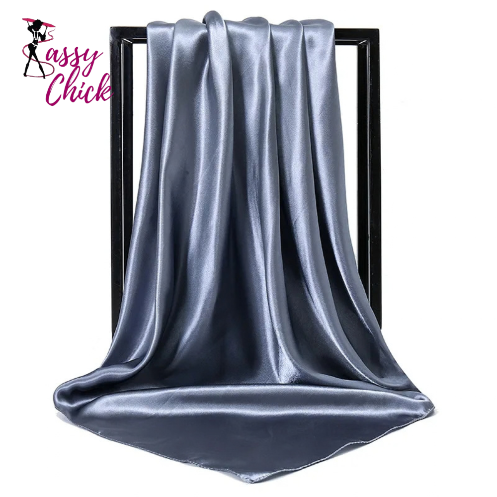 Satin Solid Color Foulard 90*90cm Silk Scarf Hijab Sassy Chick Logo
