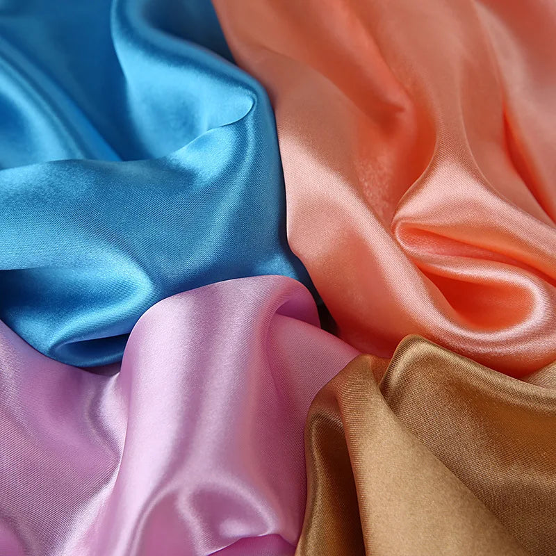 Satin Solid Color Foulard 90*90cm Silk Scarf Hijab