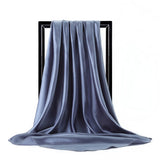 Gray Satin Solid Color Foulard 90*90cm Silk Scarf Hijab