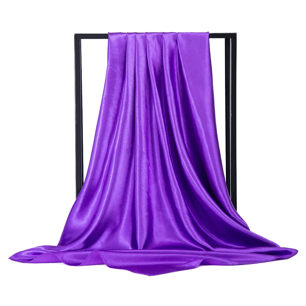 Purple Satin Solid Color Foulard 90*90cm Silk Scarf Hijab