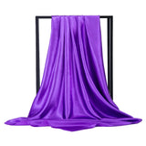 Purple Satin Solid Color Foulard 90*90cm Silk Scarf Hijab