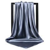 Gray Satin Solid Color Foulard 90*90cm Silk Scarf Hijab