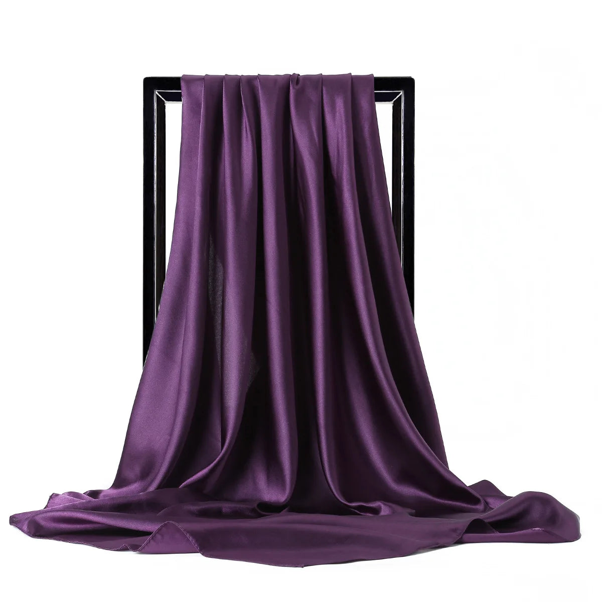 Purple Satin Solid Color Foulard 90*90cm Silk Scarf Hijab