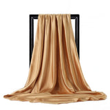 Brown Satin Solid Color Foulard 90*90cm Silk Scarf Hijab
