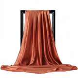 Orange Satin Solid Color Foulard 90*90cm Silk Scarf Hijab