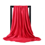 Red Satin Solid Color Foulard 90*90cm Silk Scarf Hijab