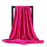 Pink Satin Solid Color Foulard 90*90cm Silk Scarf Hijab