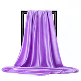 Purple Satin Solid Color Foulard 90*90cm Silk Scarf Hijab