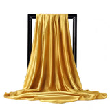 Gold Satin Solid Color Foulard 90*90cm Silk Scarf Hijab