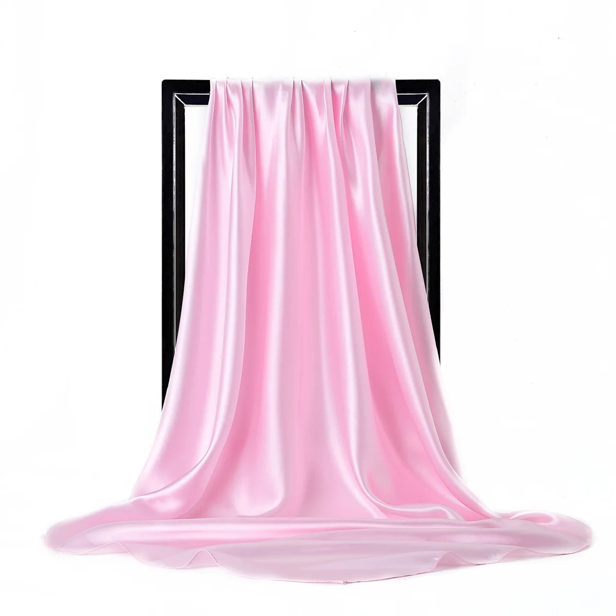 Pink Satin Solid Color Foulard 90*90cm Silk Scarf Hijab