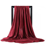 Red Satin Solid Color Foulard 90*90cm Silk Scarf Hijab