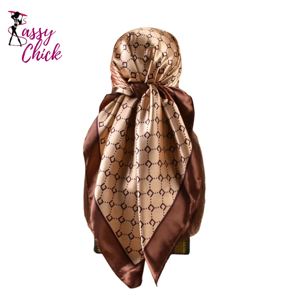 Satin Square Scarf 90*90inch Multi-use Headscarf Sassy Chick Logo