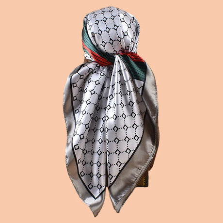 Gray Satin Square Scarf 90*90inch Multi-use Headscarf