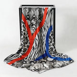 Gray Satin Square Scarf Paisley Floral Print Bandana