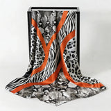 Gray Satin Square Scarf Paisley Floral Print Bandana