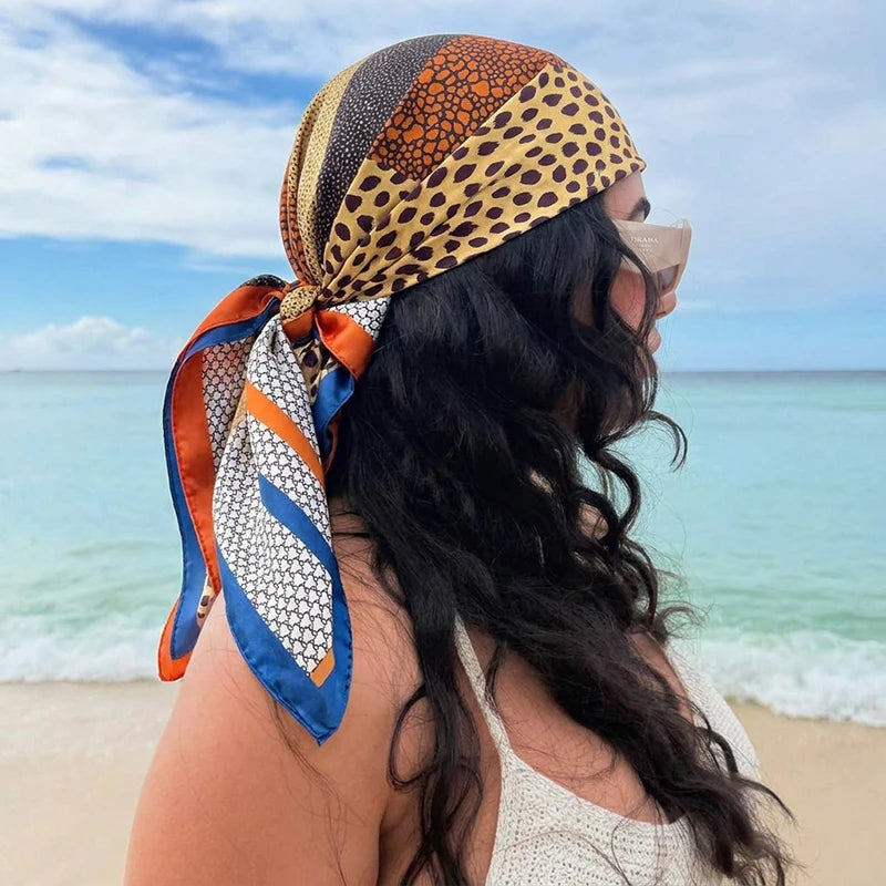 Satin Square Scarf Paisley Floral Print Bandana